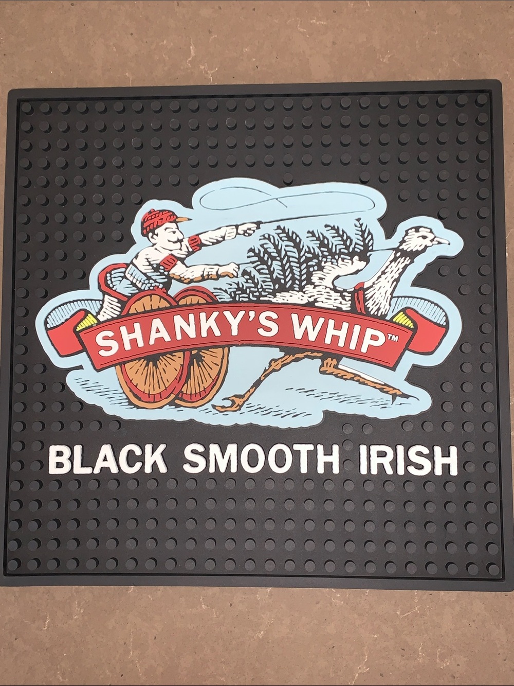 Shanky’s Whip Black Smooth Irish Whiskey Liqueur Bar Mat 12x12” - Picture 6 of 6